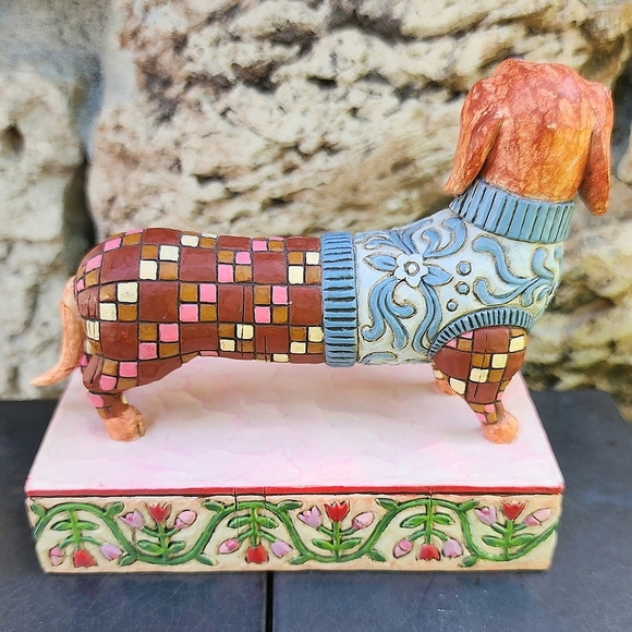 Jim Shore LONGFELLOW Dachshund Dog Heartwood Creek Checkered 4004851 VTG Folkart - Picture 4 of 8
